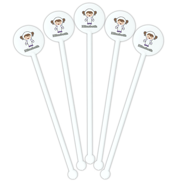 Astronaut, Aliens & Argyle White Plastic 5.5" Stir Stick - Fan View