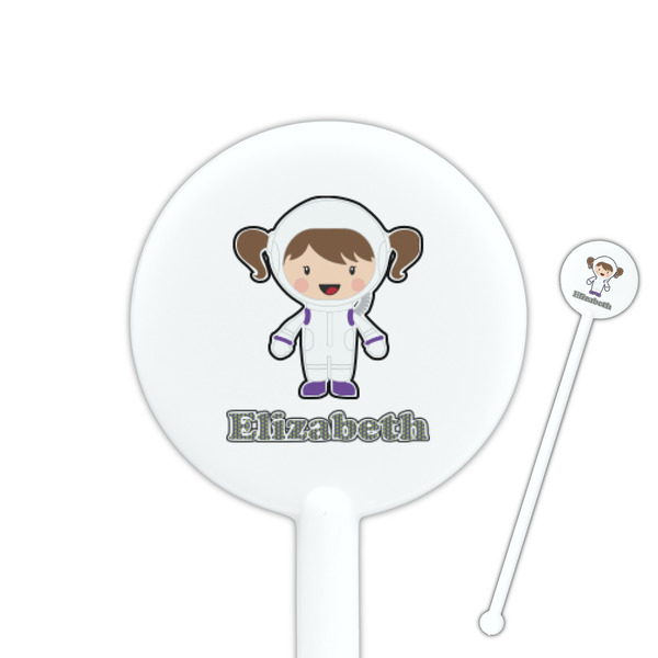 Custom Astronaut, Aliens & Argyle 5.5" Round Plastic Stir Sticks - White - Single Sided (Personalized)