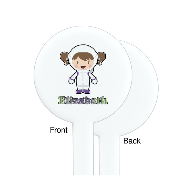 Astronaut, Aliens & Argyle White Plastic 7" Stir Stick - Single Sided - Round - Front & Back