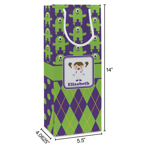 Astronaut, Aliens & Argyle Wine Gift Bag - Dimensions