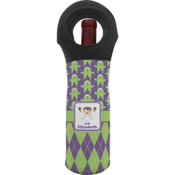 Custom Astronaut, Aliens & Argyle Wine Tote Bag (Personalized)