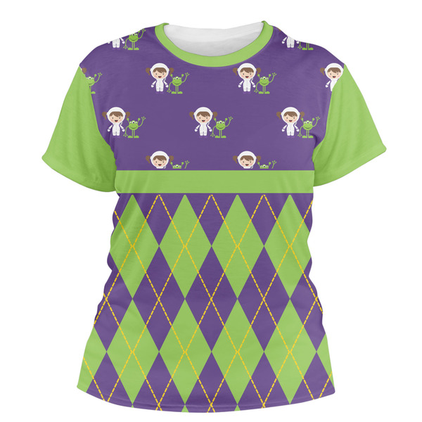 Custom Astronaut, Aliens & Argyle Women's Crew T-Shirt - X Large