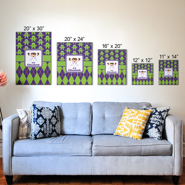 Astronaut, Aliens & Argyle Wood Prints - Size Comparison