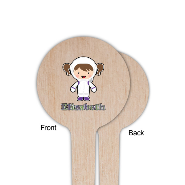 Astronaut, Aliens & Argyle Wooden 4" Food Pick - Round - Single Sided - Front & Back