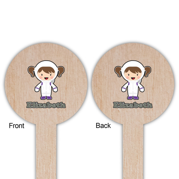 Astronaut, Aliens & Argyle Wooden 6" Food Pick - Round - Double Sided - Front & Back