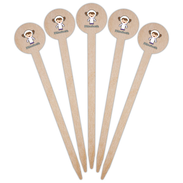 Astronaut, Aliens & Argyle Wooden 6" Food Pick - Round - Fan View