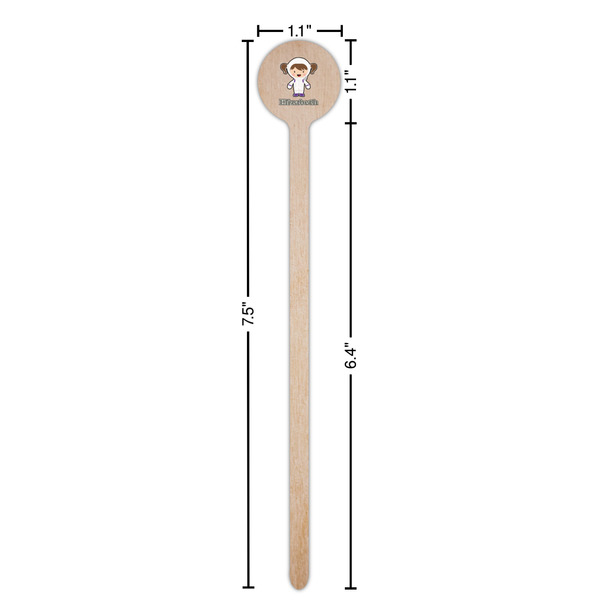 Astronaut, Aliens & Argyle Wooden 7.5" Stir Stick - Round - Dimensions