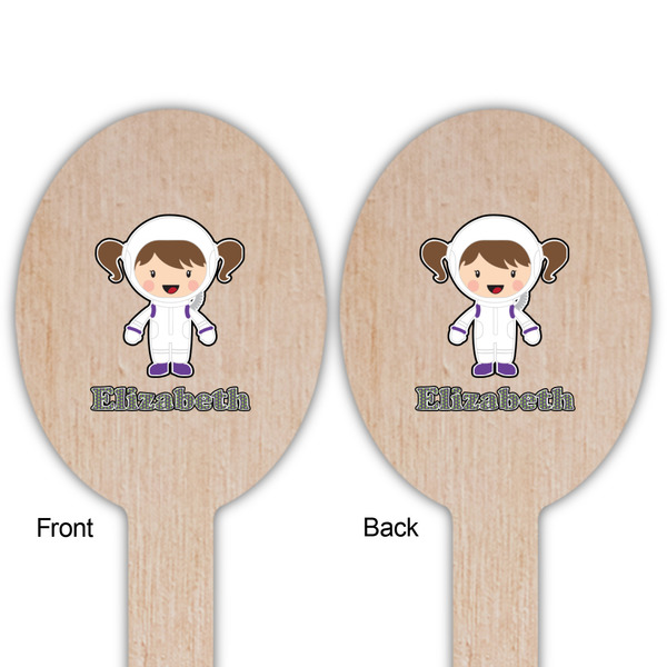 Astronaut, Aliens & Argyle Wooden Food Pick - Oval - Double Sided - Front & Back