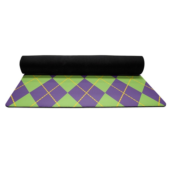 Astronaut, Aliens & Argyle Yoga Mat Rolled up Black Rubber Backing
