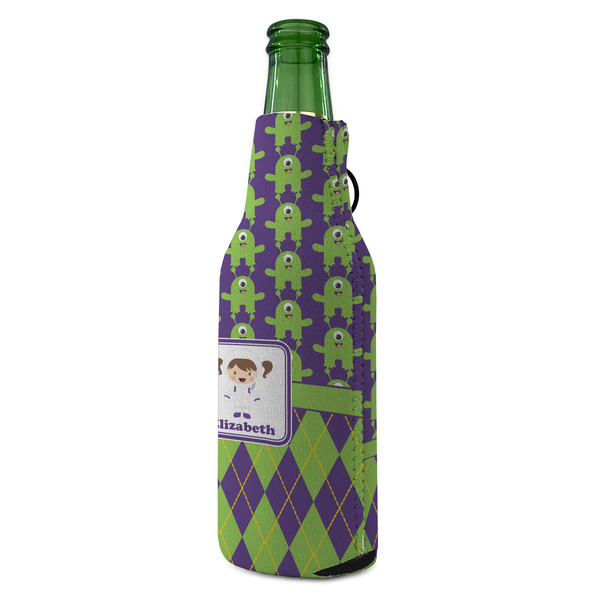 Astronaut, Aliens & Argyle Zipper Bottle Cooler - ANGLE (bottle)