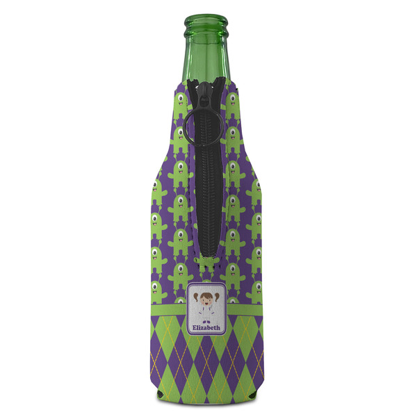 Astronaut, Aliens & Argyle Zipper Bottle Cooler - BACK (bottle)