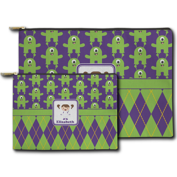 Astronaut, Aliens & Argyle Zippered Pouches - Size Comparison