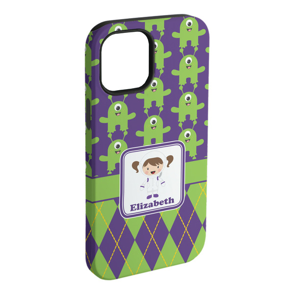Custom Astronaut, Aliens & Argyle iPhone Case - Rubber Lined (Personalized)