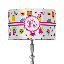 Girly Monsters 12" Drum Lamp Shade - Fabric (Personalized)