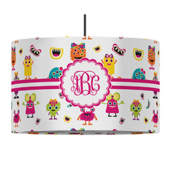 Girly Monsters 12" Drum Pendant Lamp - Fabric (Personalized)