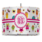 Girly Monsters 16" Drum Pendant Lamp - Fabric (Personalized)