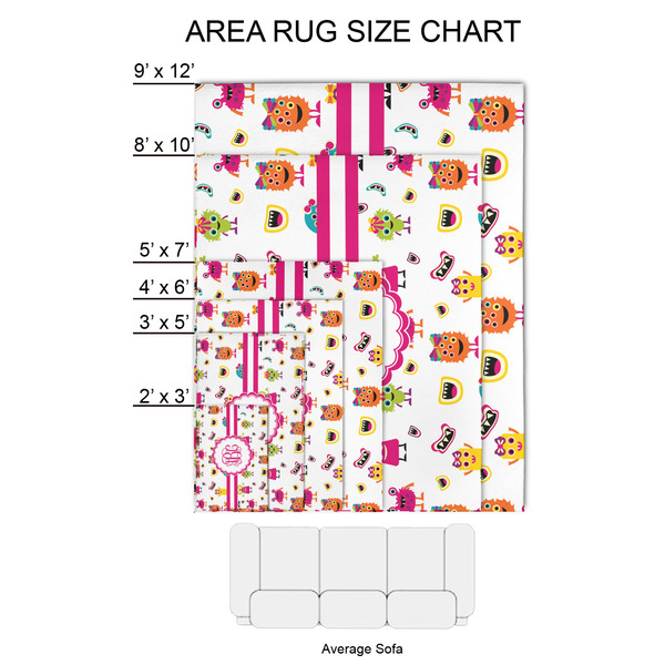 Girly Monsters 2'x3' Indoor Area Rugs - Size Chart