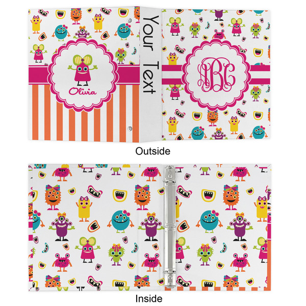Girly Monsters 3 Ring Binders - Full Wrap - 1" - APPROVAL