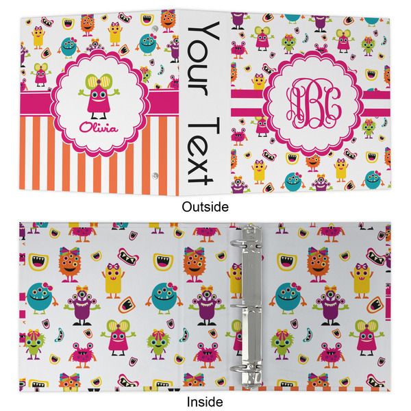 Girly Monsters 3 Ring Binders - Full Wrap - 2" - APPROVAL