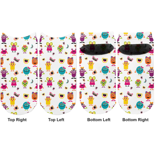Girly Monsters Adult Ankle Socks - Double Pair - Front and Back - Apvl