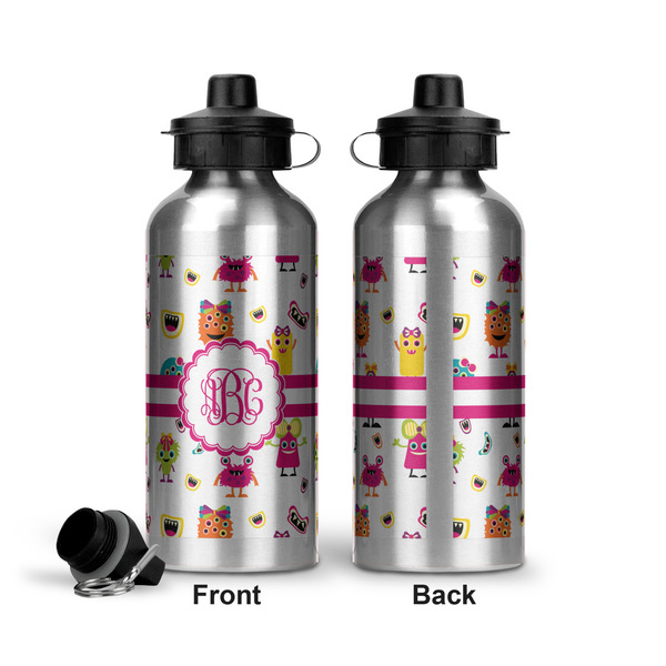 Girly Monsters Aluminum Water Bottle - Front and Back