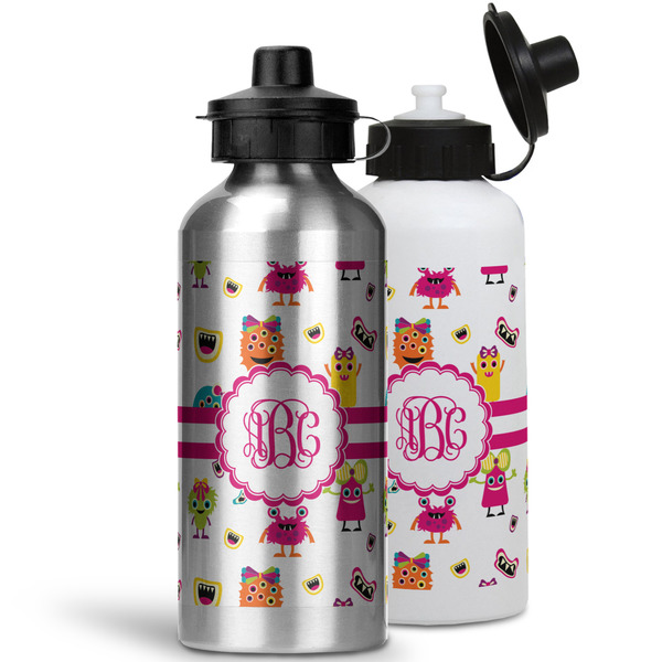 Girly Monsters Aluminum Water Bottles - MAIN (white &silver)