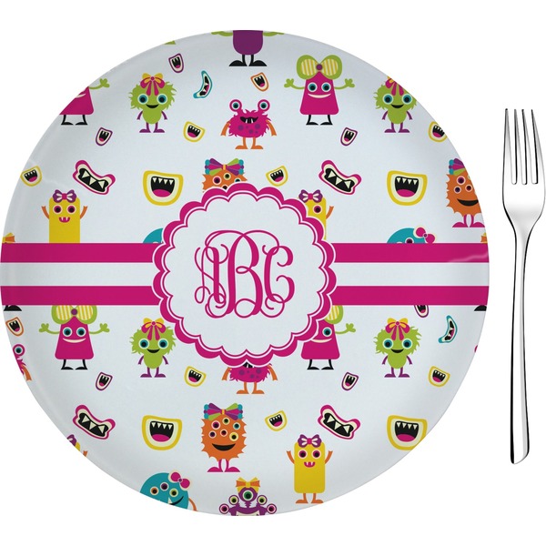 Custom Girly Monsters Glass Appetizer / Dessert Plate 8" (Personalized)