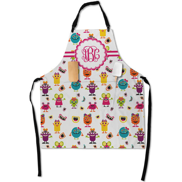 Custom Girly Monsters Apron With Pockets w/ Monogram