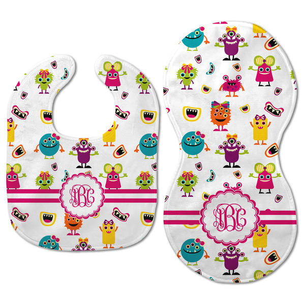 Girly Monsters Baby Bib & Burp Set - Approval (new bib & burp)