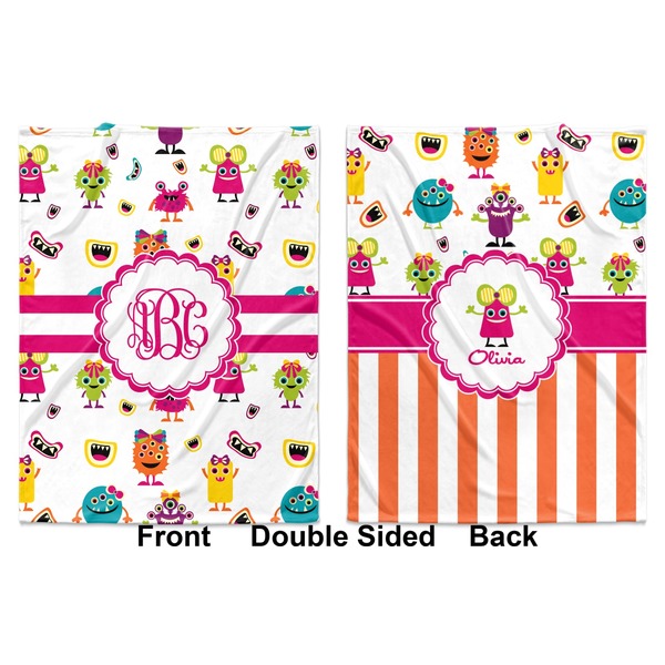 Girly Monsters Baby Blanket (Double Sided - Printed Front and Back)