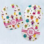 Girly Monsters Baby Bib & Burp Set w/ Monogram