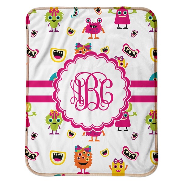Girly Monsters Baby Sherpa Blanket - Flat