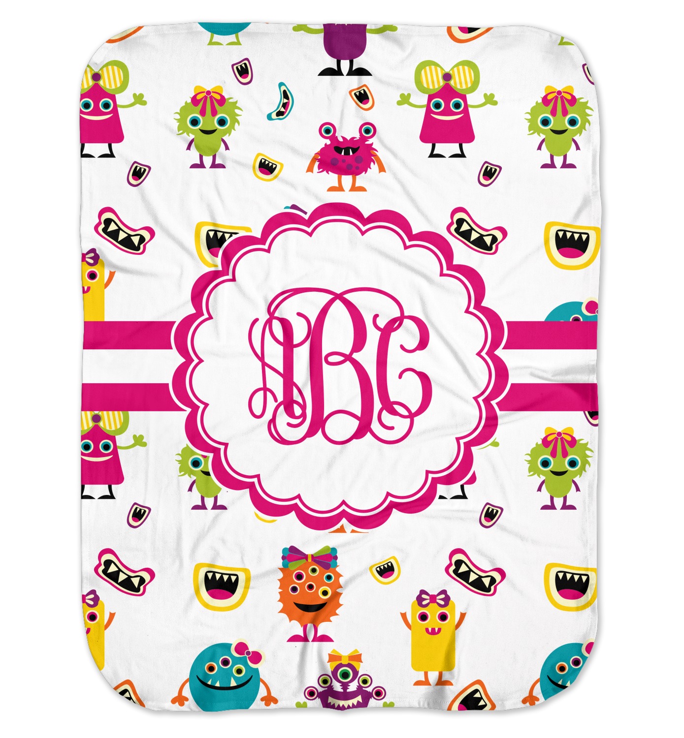 Custom Girly Monsters Baby Swaddling Blanket (Personalized) YouCustomizeIt