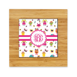 Girly Monsters Bamboo Trivet with Ceramic Tile Insert (Personalized)