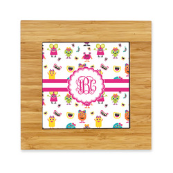 Girly Monsters Bamboo Trivet with Ceramic Tile Insert (Personalized)