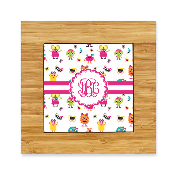 Custom Girly Monsters Bamboo Trivet with Ceramic Tile Insert (Personalized)