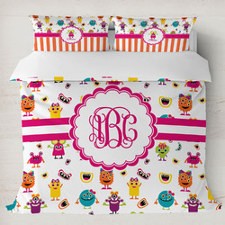 Girly Monsters Duvet Cover Set - King (Personalized)