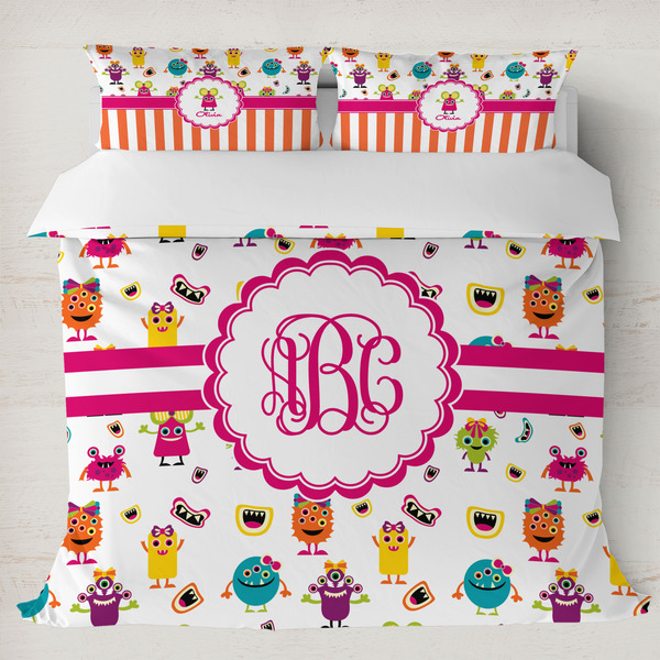 Custom Girly Monsters Duvet Cover Set - King (Personalized)