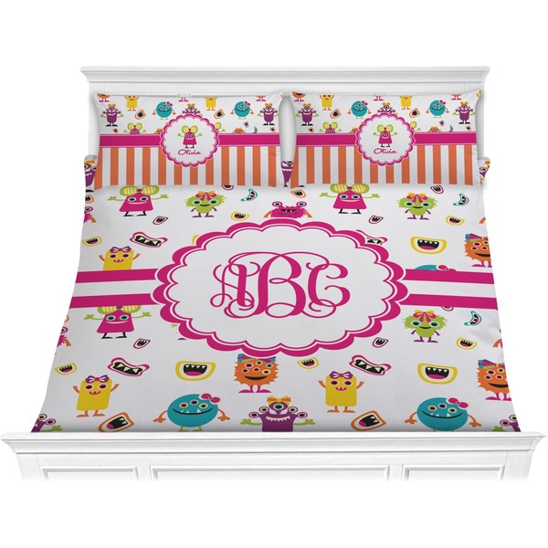 Custom Girly Monsters Comforter Set - King (Personalized)
