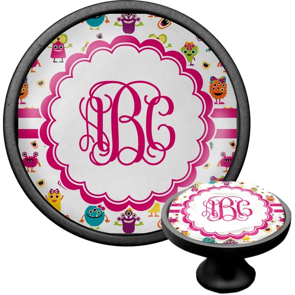 Custom Girly Monsters Cabinet Knob (Black) (Personalized)
