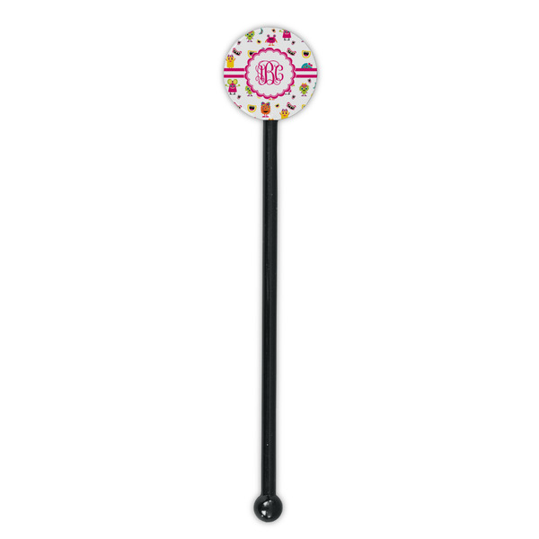 Girly Monsters Black Plastic 5.5" Stir Stick - Round - Single Stick