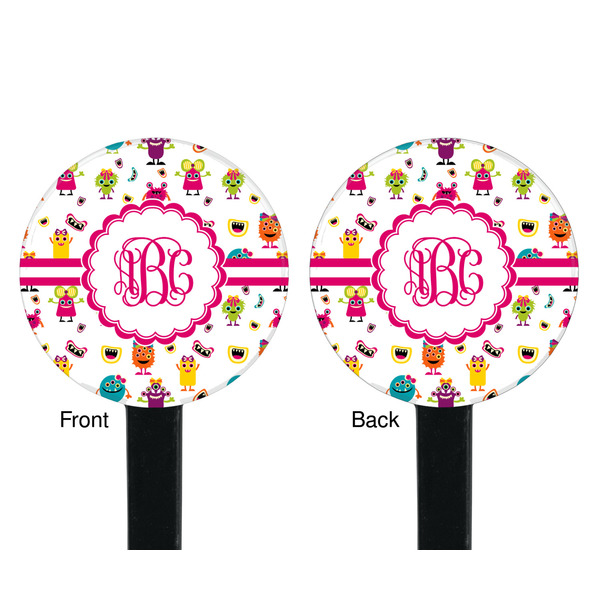 Girly Monsters Black Plastic 7" Stir Stick - Double Sided - Round - Front & Back