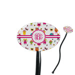 Girly Monsters 7" Oval Plastic Stir Sticks - Black - Single Sided (Personalized)
