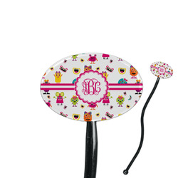 Girly Monsters 7" Oval Plastic Stir Sticks - Black - Double Sided (Personalized)