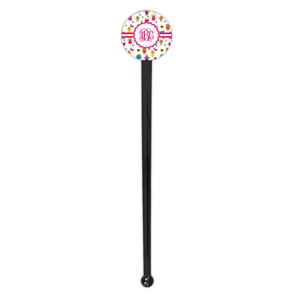 Girly Monsters Black Plastic 7" Stir Stick - Round - Single Stick