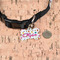 Girly Monsters Bone Shaped Dog ID Tag - Small - In Context