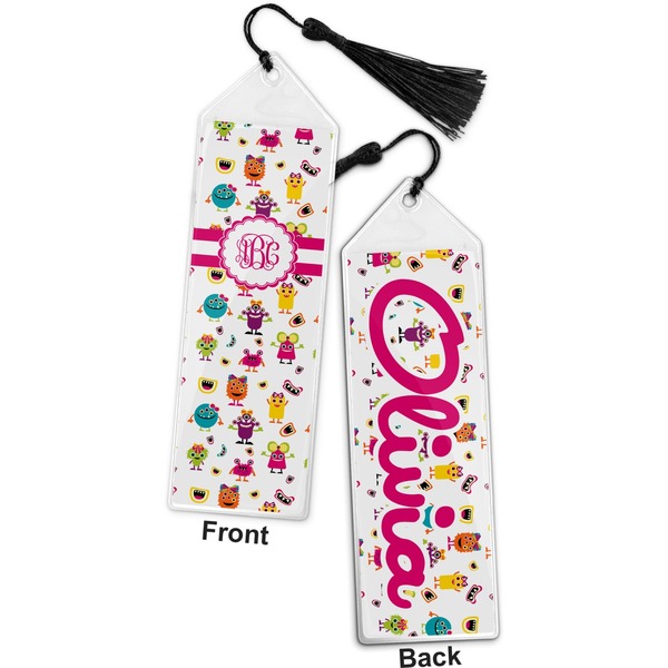 Girly Monsters Bookmark with tassel - Front and Back