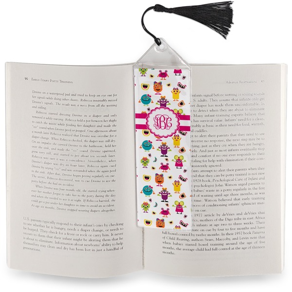 Girly Monsters Bookmark with tassel - In book