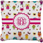 Girly Monsters Faux-Linen Throw Pillow 16" (Personalized)