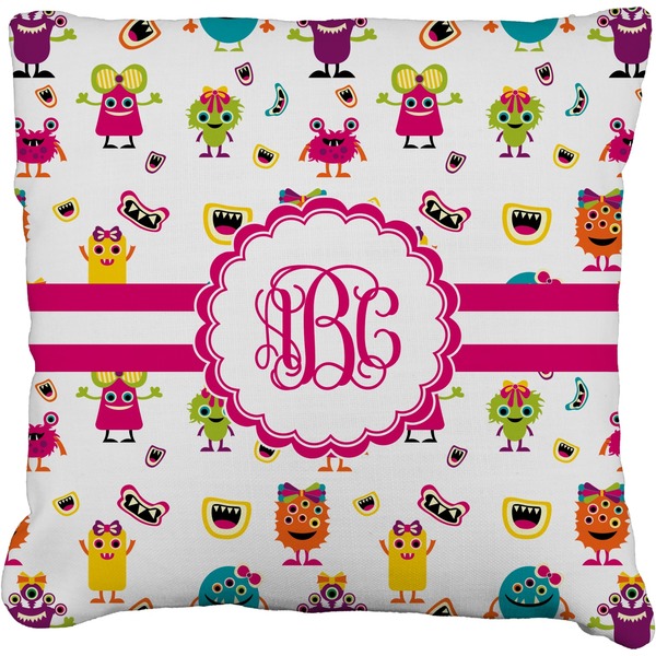 Custom Girly Monsters Faux-Linen Throw Pillow 16" (Personalized)